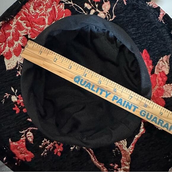 Unique Vintage Hat Black Red floral tassel - Picture 10 of 10